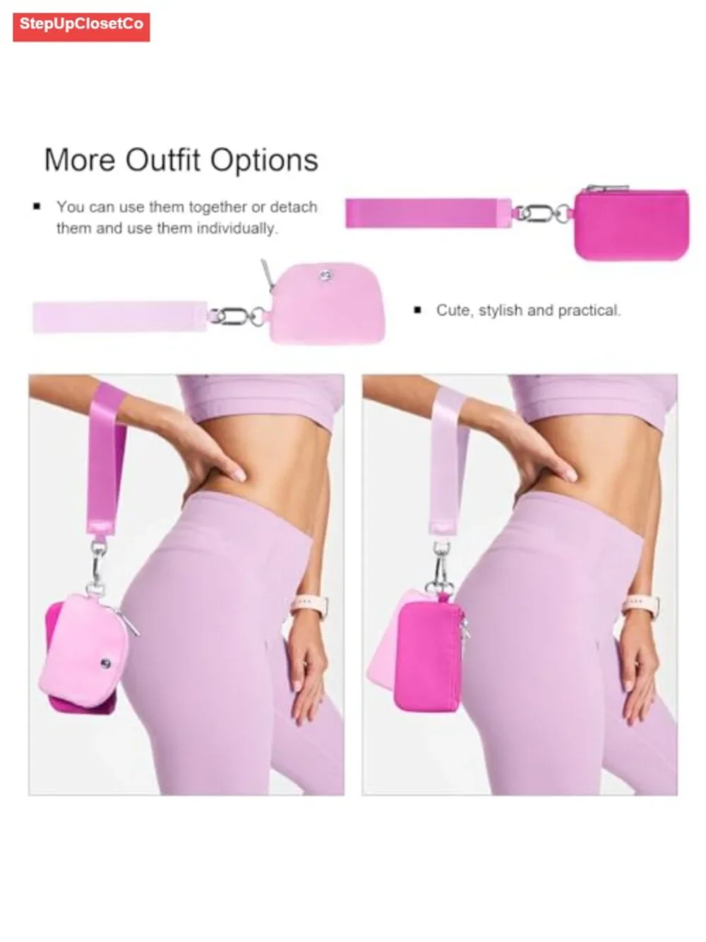 Women's Wristlet Wallet with Keychain, Nylon Dual Pouch Clutch, Detachable Coin